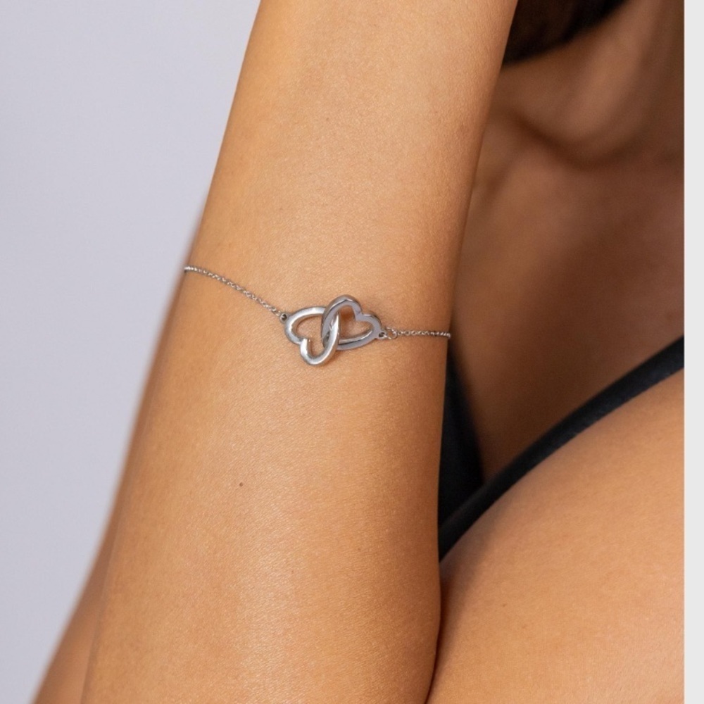 Charter Club Interlocking Heart Bracelet – Sterling Silver Adjustable
